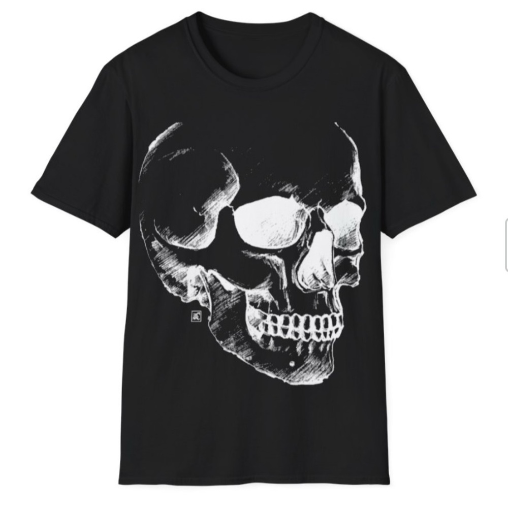 Black Skull T-Shirt - Original Artwork - 2024 - Small 🎃👻💀 - Picture 4 of 5